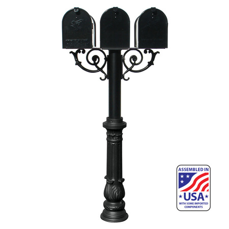 QUALARC The Hanford TRIPLE mailbox post system w/Scroll Supports HPWS3-US-700-E1